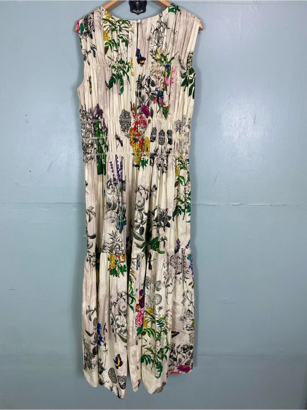 Anthropologie Kavita Bhartia Drop Waist Smocked Maxi Dress Floral XL Green - Picture 5 of 8